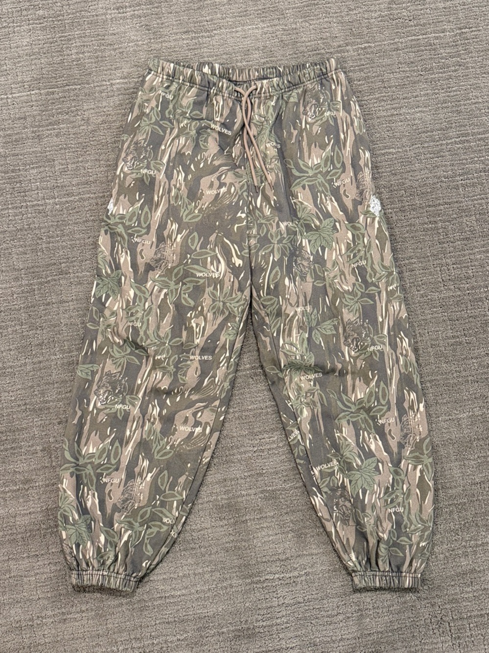 Darc Sport Camouflage Leaf-Print Joggers in Olive and Tan